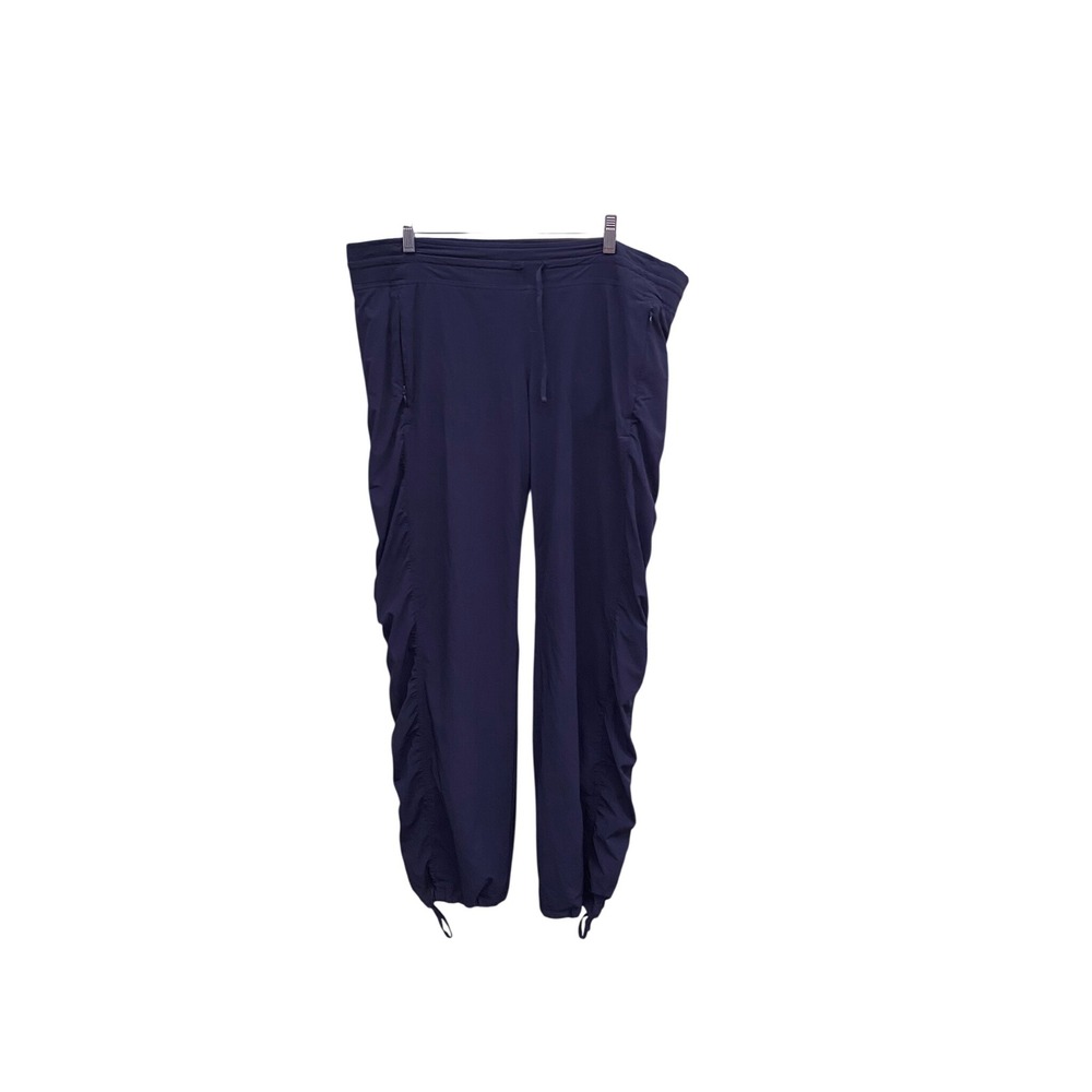 Athleta Ruched Pants Navy Blue Size 12 Joggers Hiking Travel lined